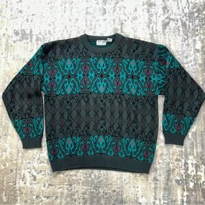 VTG 80s City Streets Geometric Dad Sweater Coogi Style Large